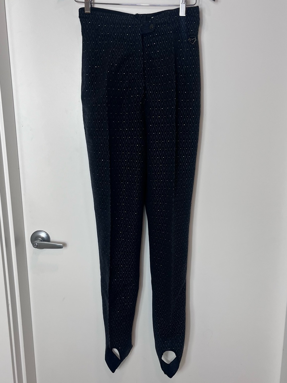 Obermeyer Vintage Black Metallic Diamond Stirrup Pants Ladies 8 Ski Snow‎ 90s